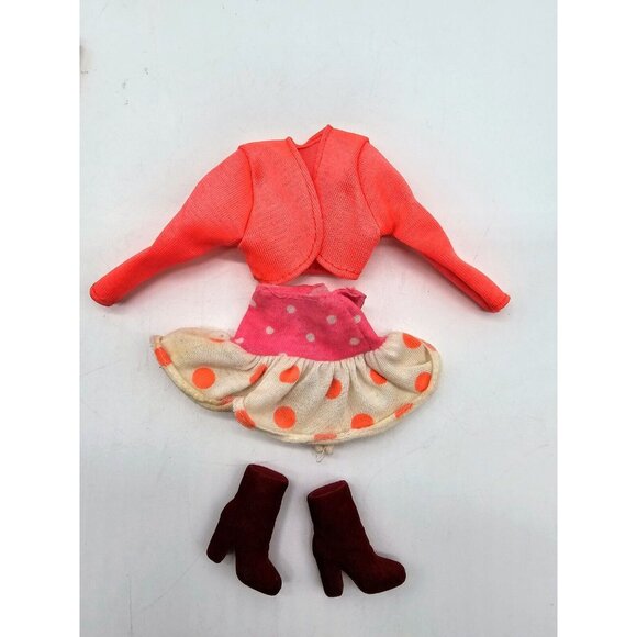 Vintage Genuine Barbie Gown And Jacket, Mini Skirt And Red Velvet Boots - Picture 2 of 13